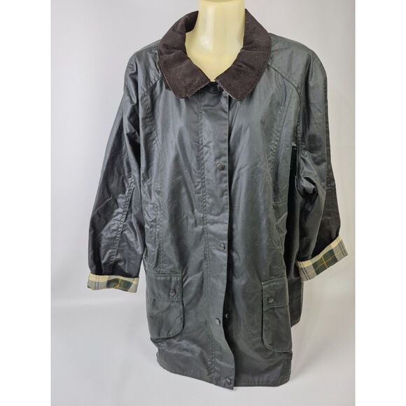 Barbour Women's Black Beadnell Water Resistant Waxed Cotton Wax Jacket Size 2X - Picture 3 of 7
